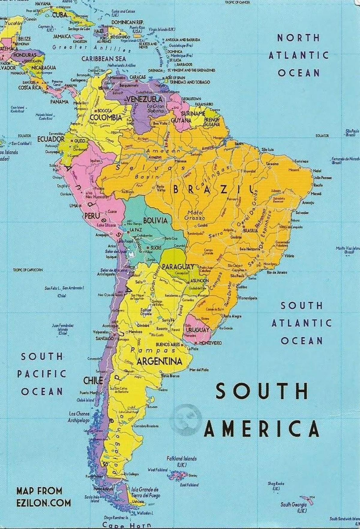 kort over Guyana, sydamerika 