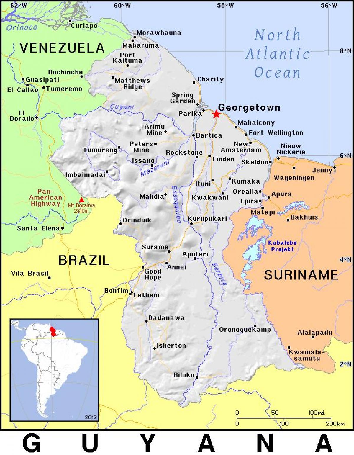 kort Guyana land