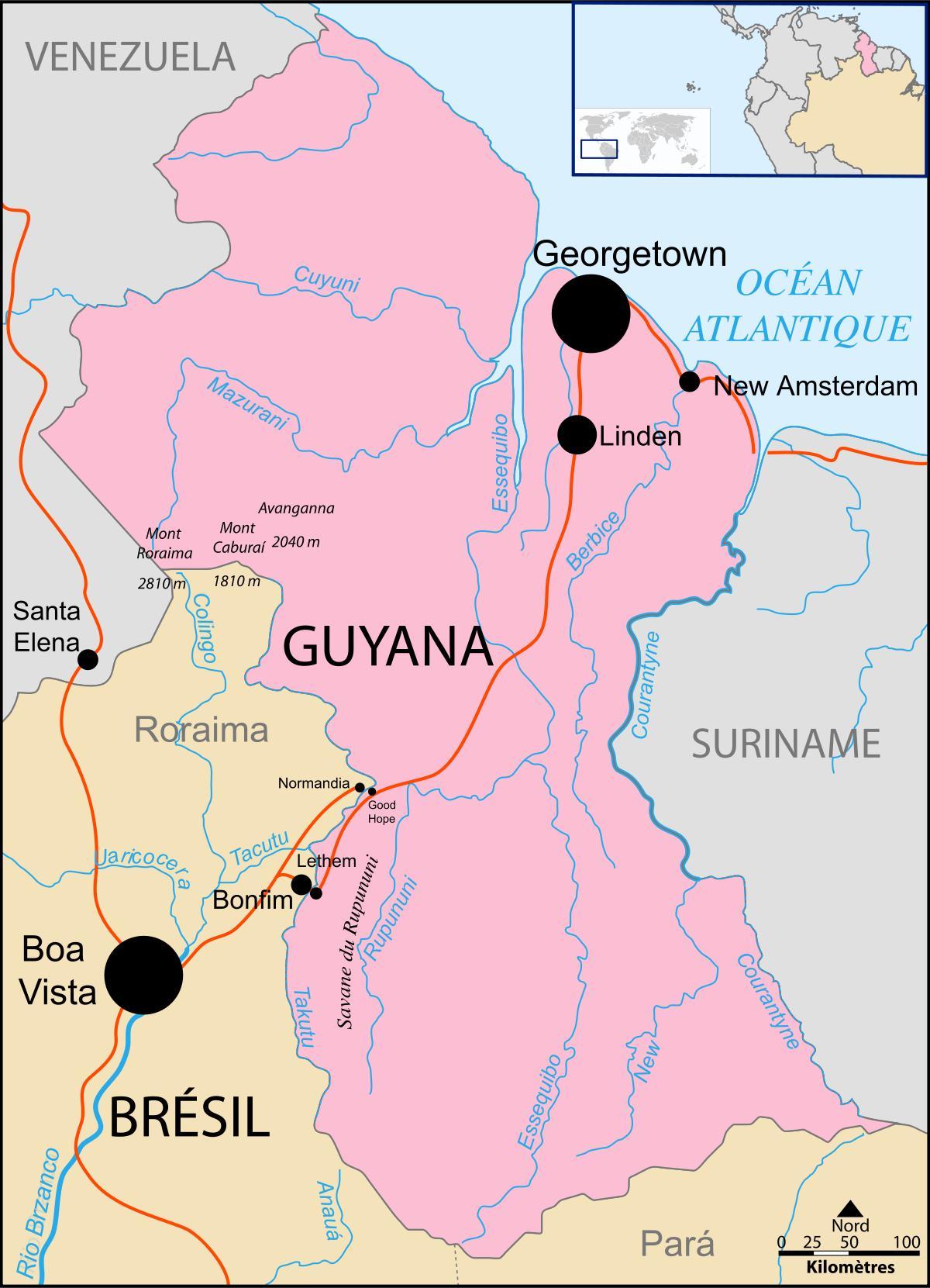 kort Guyana placering på verden