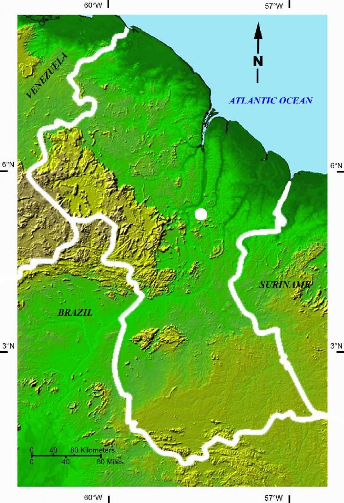 kort over satellit-kort Guyana