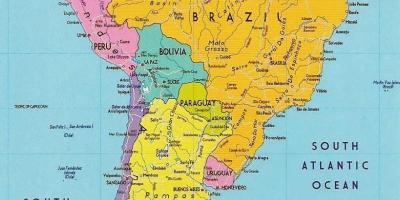 Kort over Guyana, sydamerika 