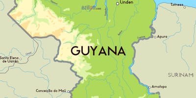 Kort over den fysiske kort Guyana