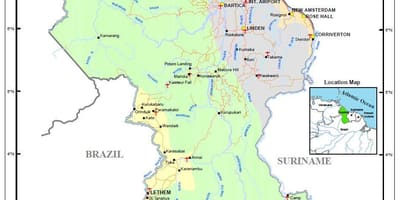 Kort Guyana naturlige ressourcer